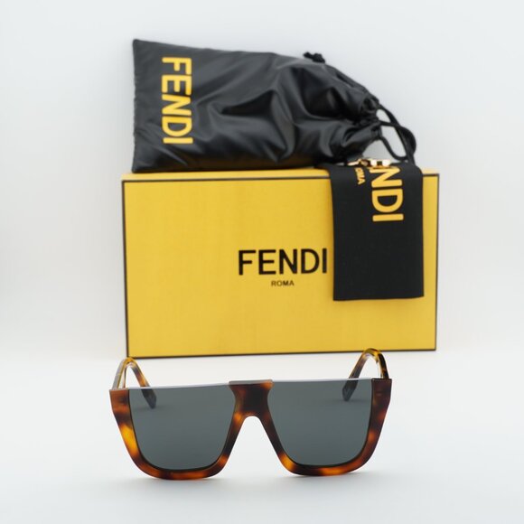 Fendi FE40136I 53A Shield Sunglasses - Havana/Grey main image 4